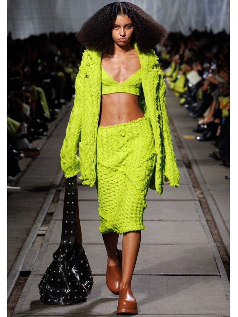 Lime Green Knit Midi Skirt - Alexander McQueen